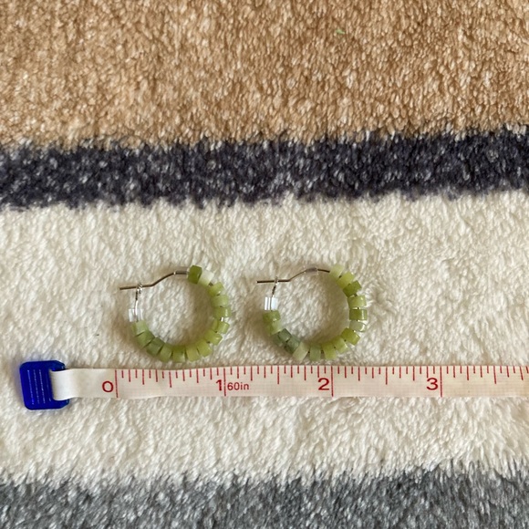 Green South Jade Beaded Hoop Earrings - Picture 7 of 7